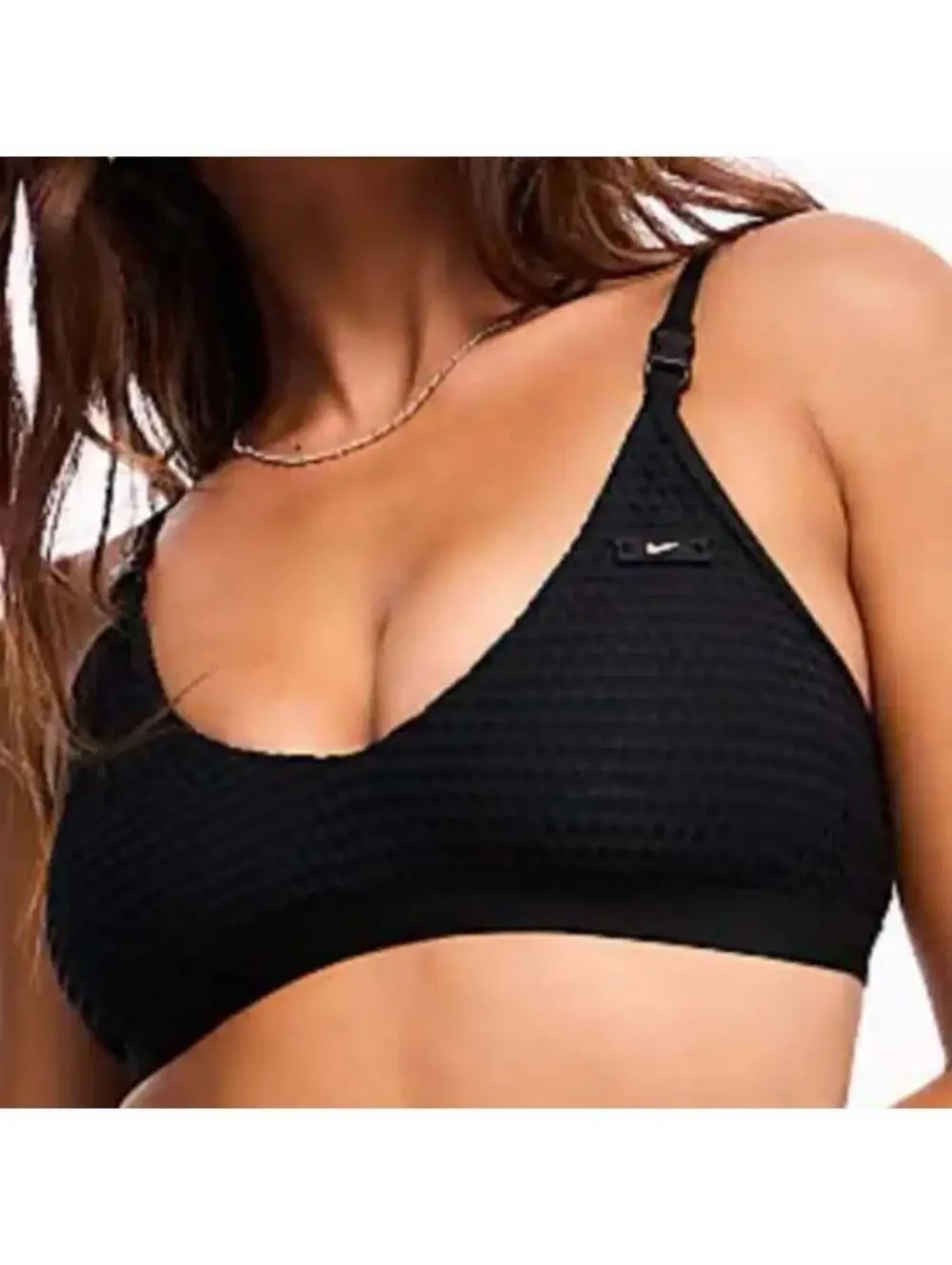 Nike Wild mesh bikini top in black size M